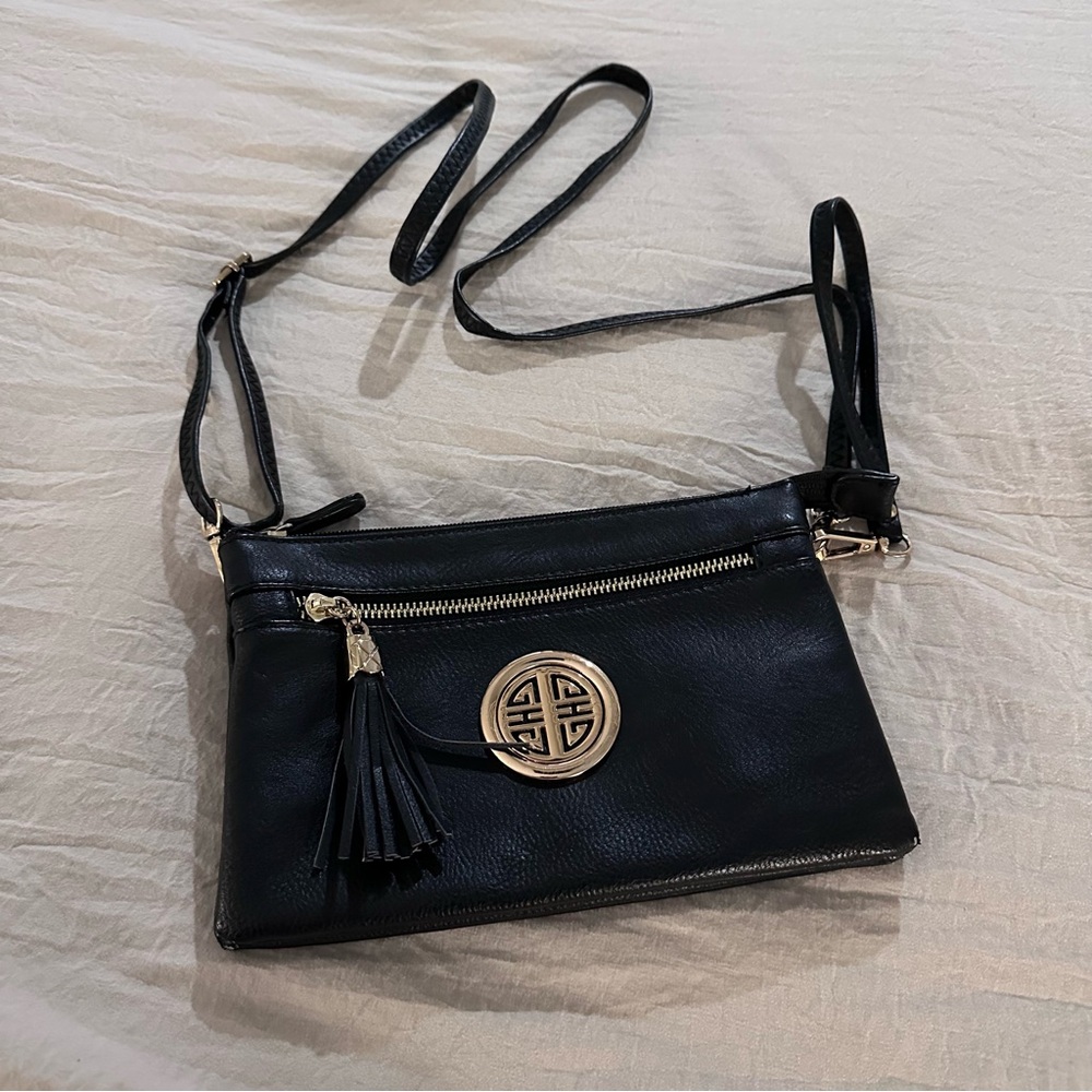 Black Crossbody Bag with Tassel